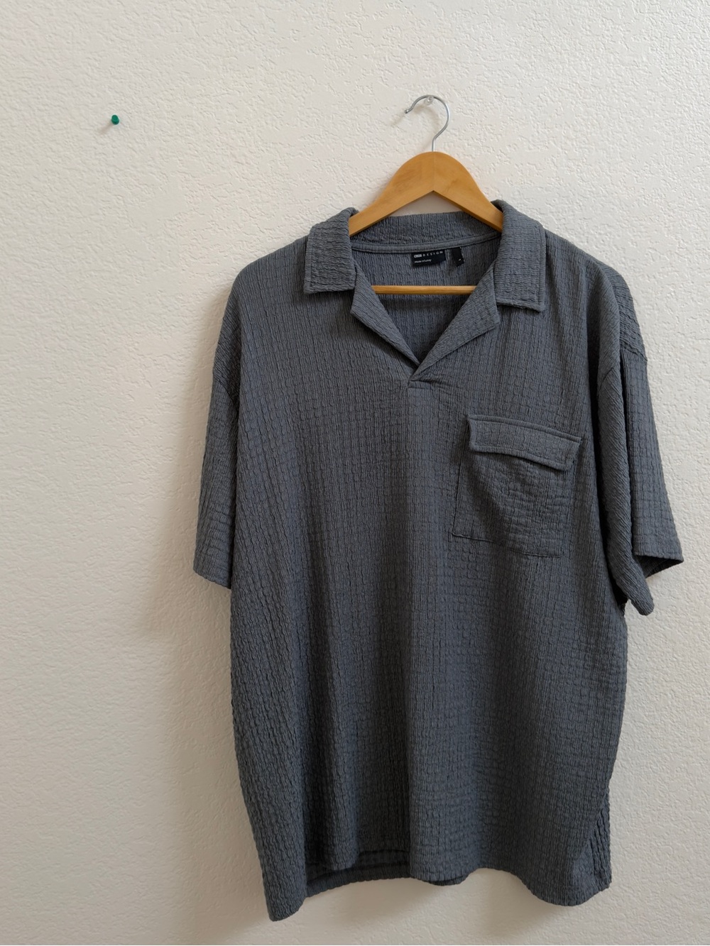 ASOS Charcoal Gray Short-Sleeve Camp Collar Polo